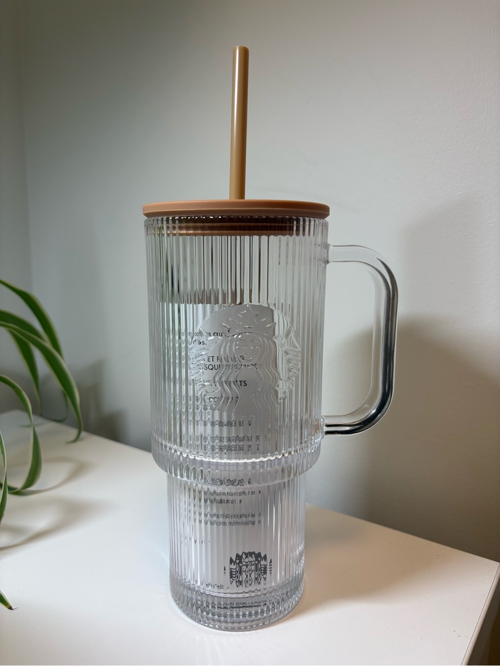 STARBUCKS FALL 2026 CLEAR GLASS RIBBED CUP WITH HANDLE